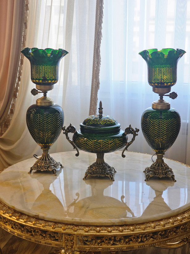 آجیل خوری کریستال تراش دست دو پوست مدل عدسی
