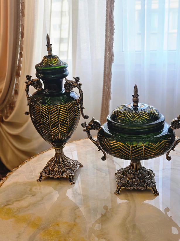 آجیل خوری کریستال تراش دست دو پوست مدل عدسی